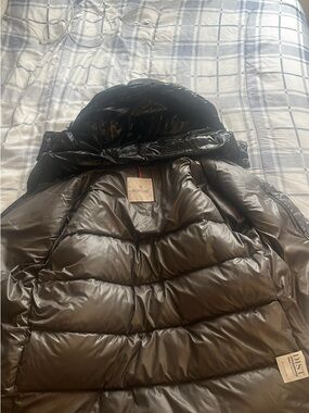 Moncler Black Glossy Quilted Down Jacket with Hood